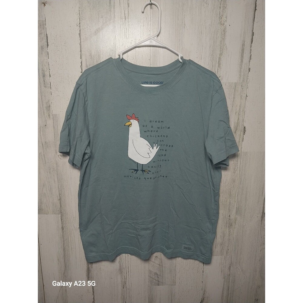 Life Is Good Men's Medium Chicken Motives Short Sleeve Tee